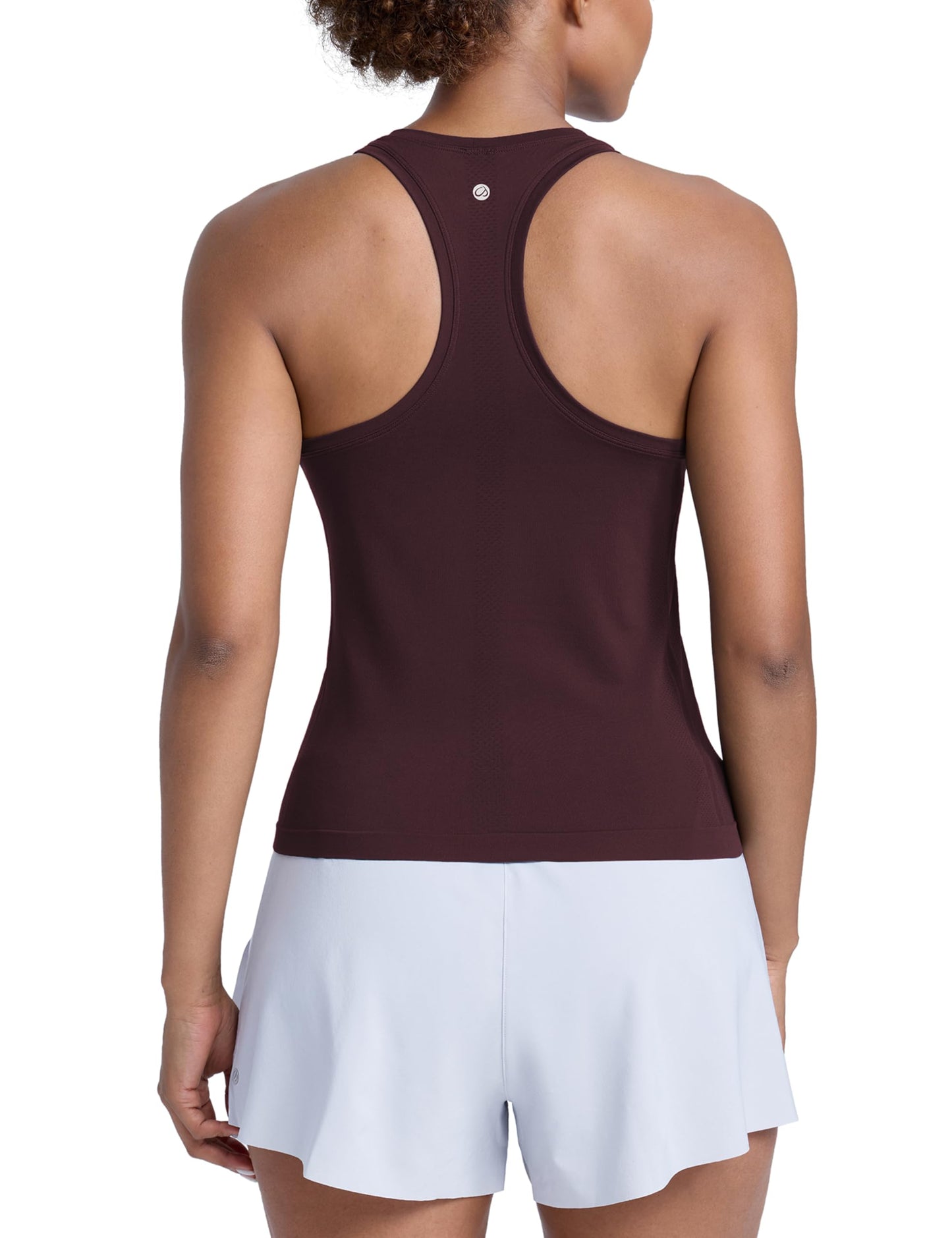 CRZ YOGA Seamless Workout Tank Tops for Women - Athletic Running Gym Sleeveless Shirts Crewneck Racerback Breathable Ripe Plum Medium