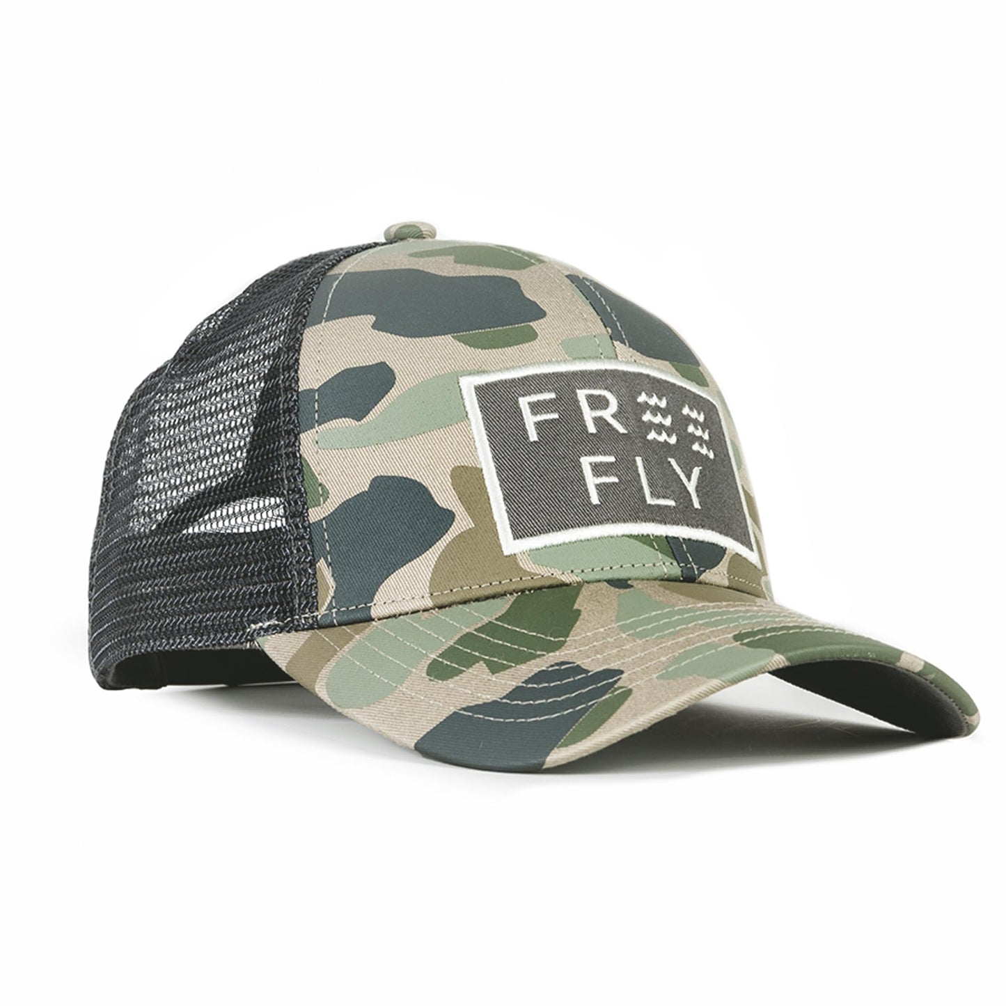 Free Fly Wave Snapback with Logo - Cotton and Mesh Snapback Hat for Men and Women - Camo, Medium
