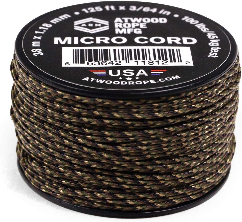 Atwood Rope MFG Micro Utility Cord 1.18mm X 125ft Reusable Spool | Tactical Nylon/Polyester Fishing Gear, Jewelry Making, Camping Accessories