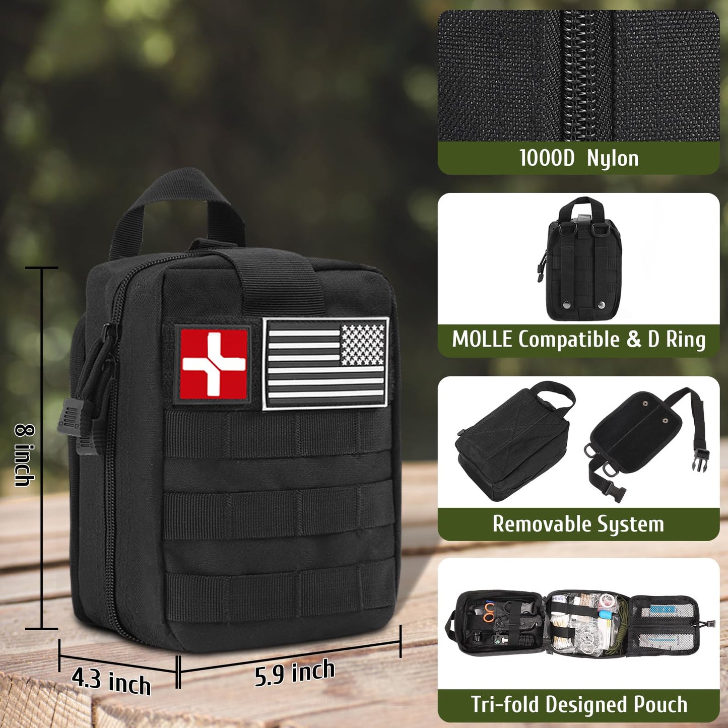 ABPIR 170 PCS Survival Kits, Survival First Aid Kit/Trauma Kit with Essential Survival Gear Emergency Medical Supplies for Hiking Camping Backpacking Outdoor Adventure, Gifts for Him Dad Men