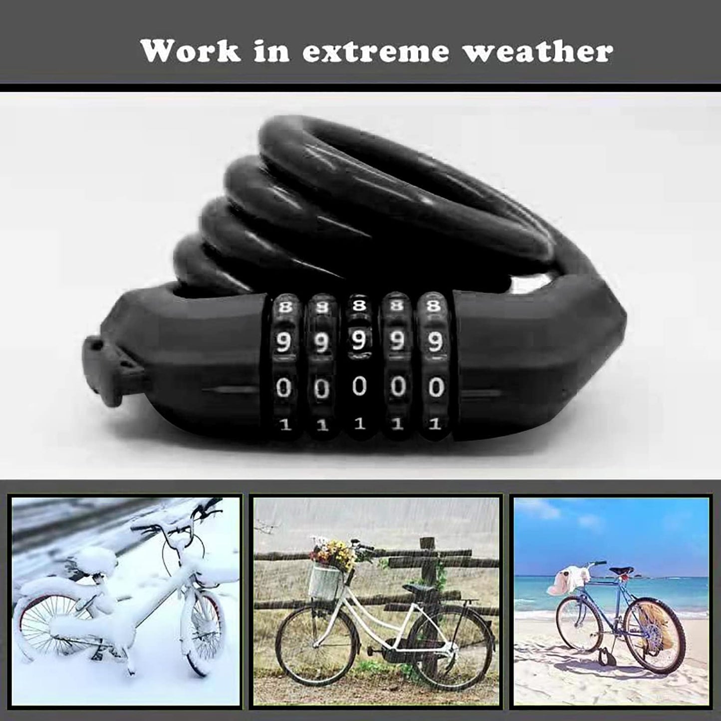 Sport Bike Lock Cable, 4-Feet Bicycle Cable Lock with 5-Digit Resettable Combination Bike Cable Lock Orange