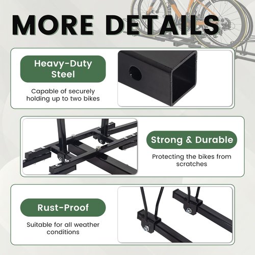 ECOTRIC Hitch Mount Bike Rack 2'' Receiver Bicycle 2-Bike Rack for SUV Van Truck Car RV Minivans, 200 LBS Capacity Platform Style for Mountain Bike E-Bike Steel