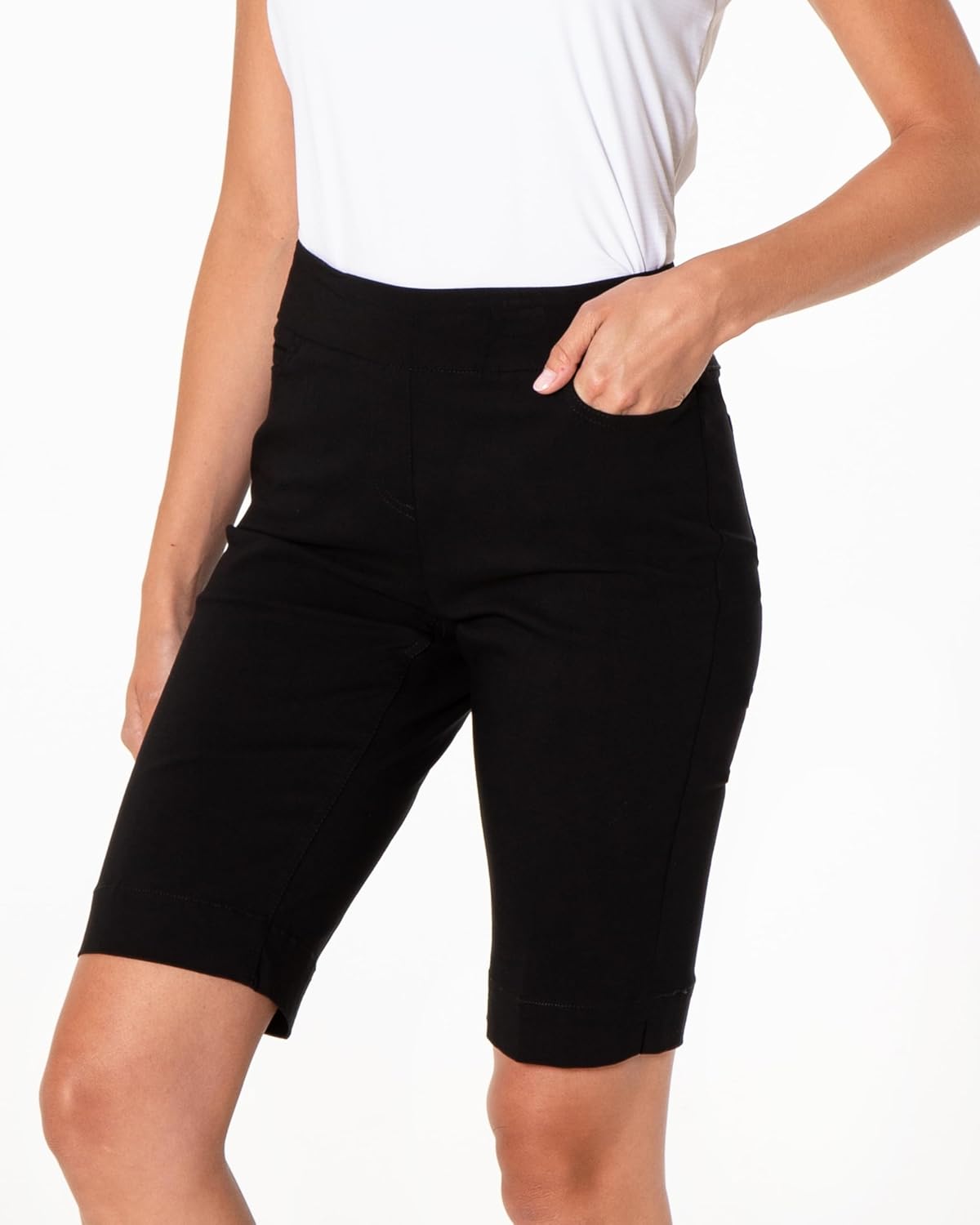 SLIM-SATION Women's Golf Wide Band Pull On Short with Real Pockets