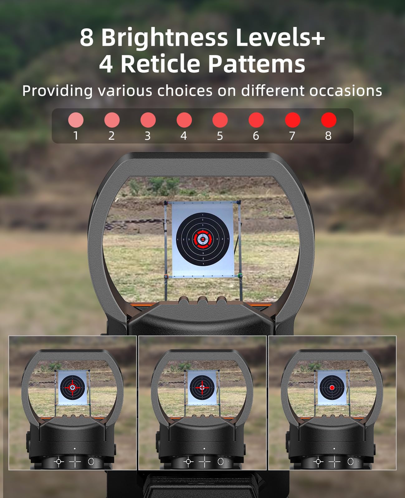 EZshoot Rechargeable Red/Green Dot Reflex Sight, Red Dot Optic Scope, Multiple Reticle Paintball Sight with 20mm Picatinny Rail Mount, Absolute Co-Witness Red Dot Scope (Red Dot)