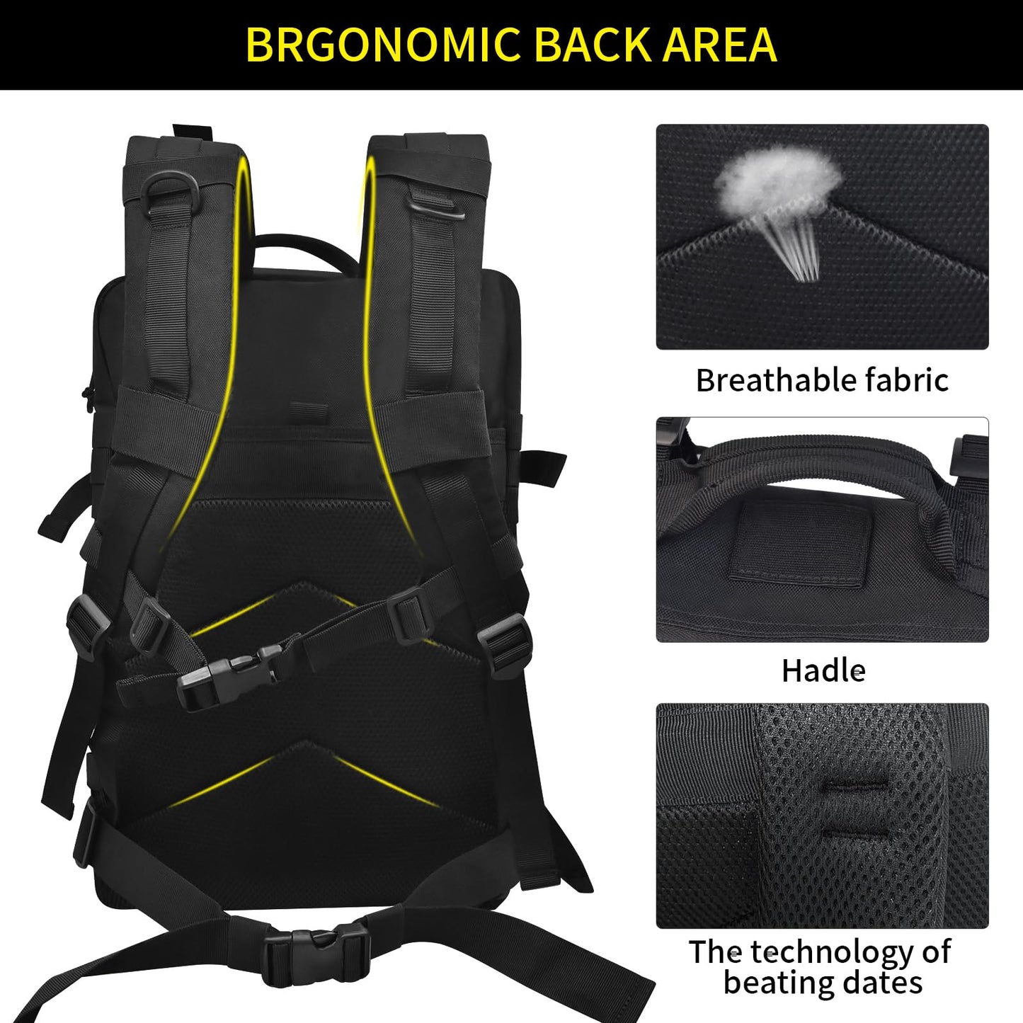 ILLINOS Tactical Backpack For Men Camping Rainproof 47L, Suitable For Mountaineering, Outdoor Travel Military Tactical Backpack,3-Day Assault Military Backpack，Men's And Women's Rucksack