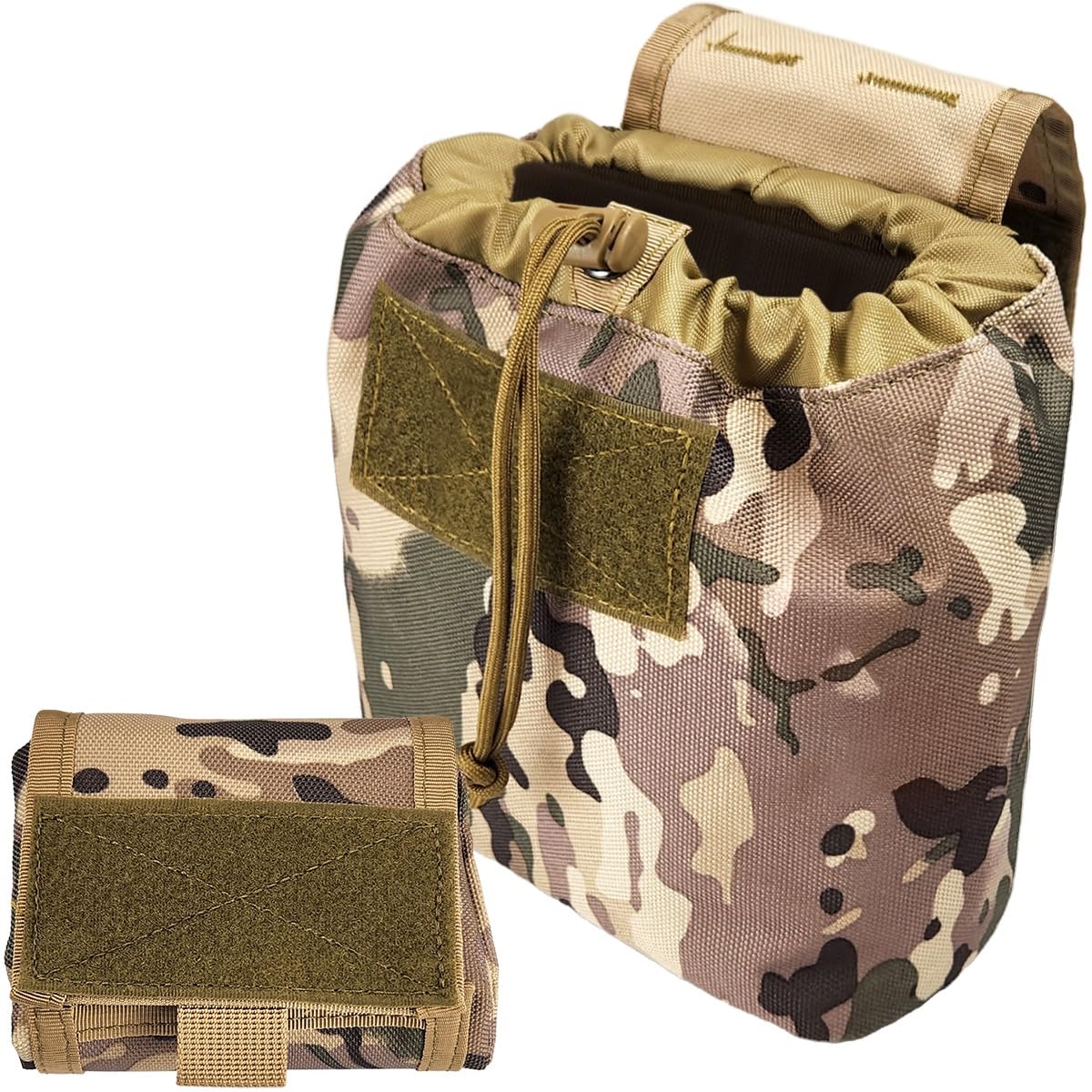 GearHill Molle Dump Pouch Drawstring Roll-Up Tactical Drop Pouch, Lightweight, Durable, Folding Hunting Utility Bag, Ammo Magazine Pouch (Camo)