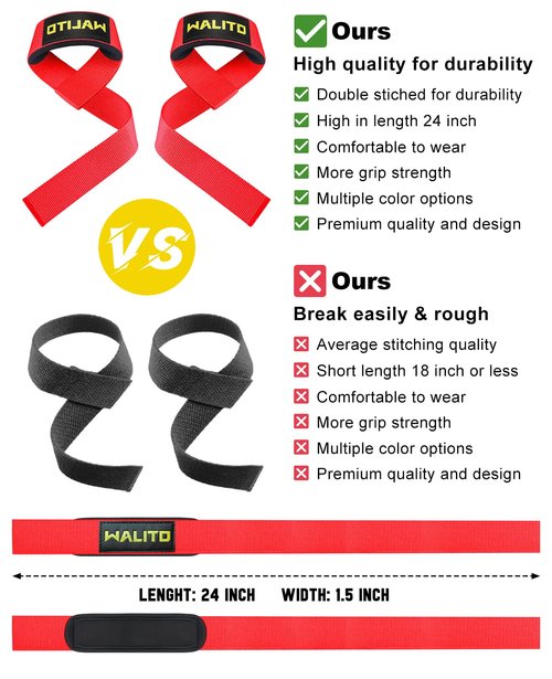 Gym Weight Lifting Straps - 24" Wrist Wraps Wrist Straps for Weightlifting Men & Women, Deadlift Straps Accessories with Thick Protection Pad for Strength Training Equipment, Powerlifting