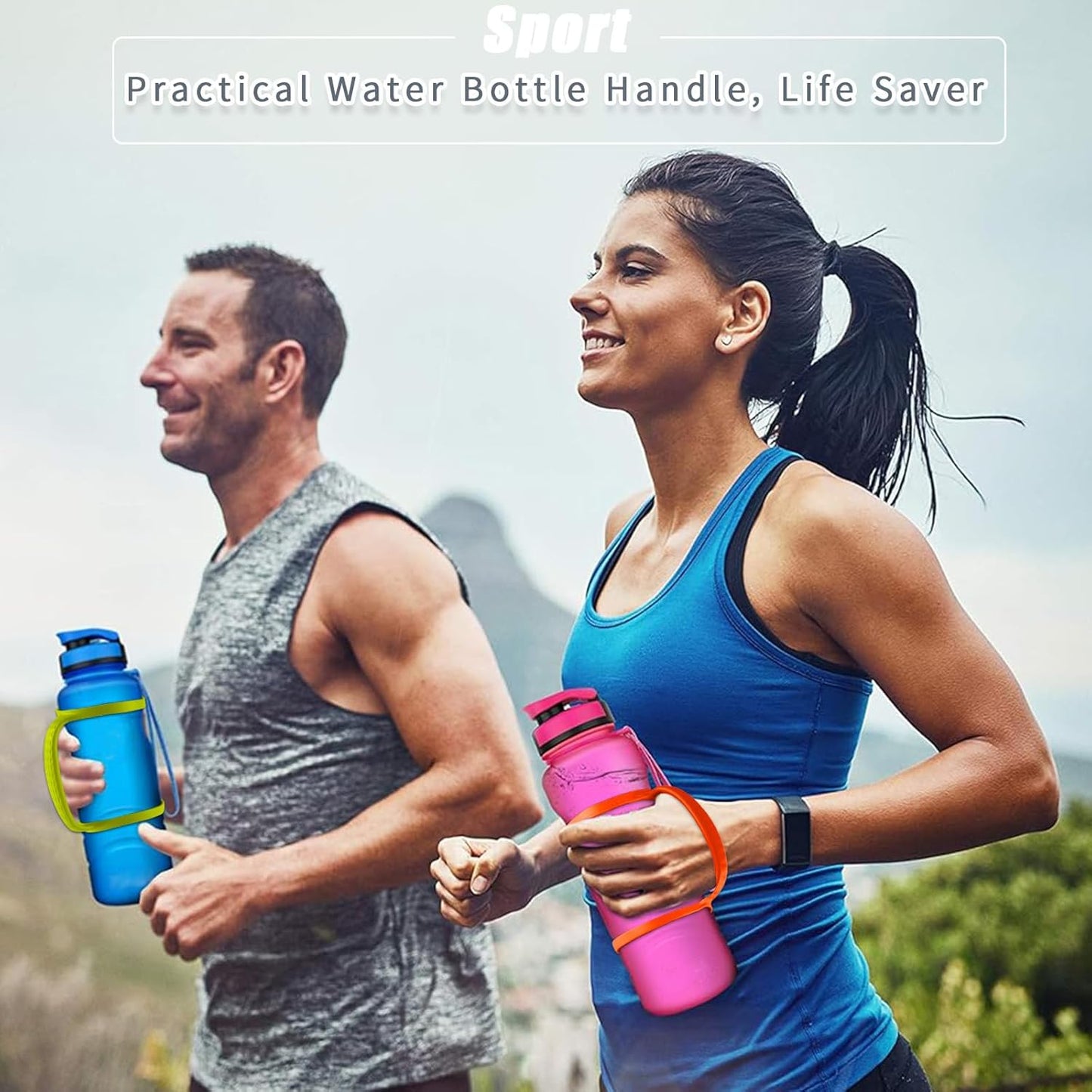 Windspeed Water Bottle Carrier Grip for Outdoor,Soft Band Holder Strap Makes Any Bottle Handheld,Water Bottle Bands for Bike, Gym or Jogging 4 Pack