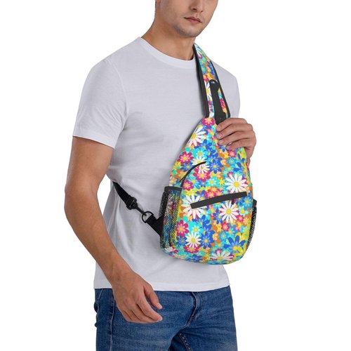 Daisy Flower Sling Backpack Chest Bag Crossbody Shoulder Bag Gym Cycling Travel Hiking Daypack For Men Women
