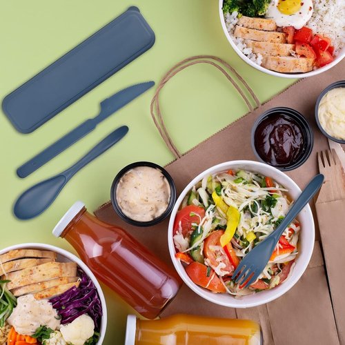 LAGAHS Picnic Cutlery, Reusable Plastic Table Cutlery, Lunch Box, for Travel Picnic Camping Work School or Daily Use (Blue)