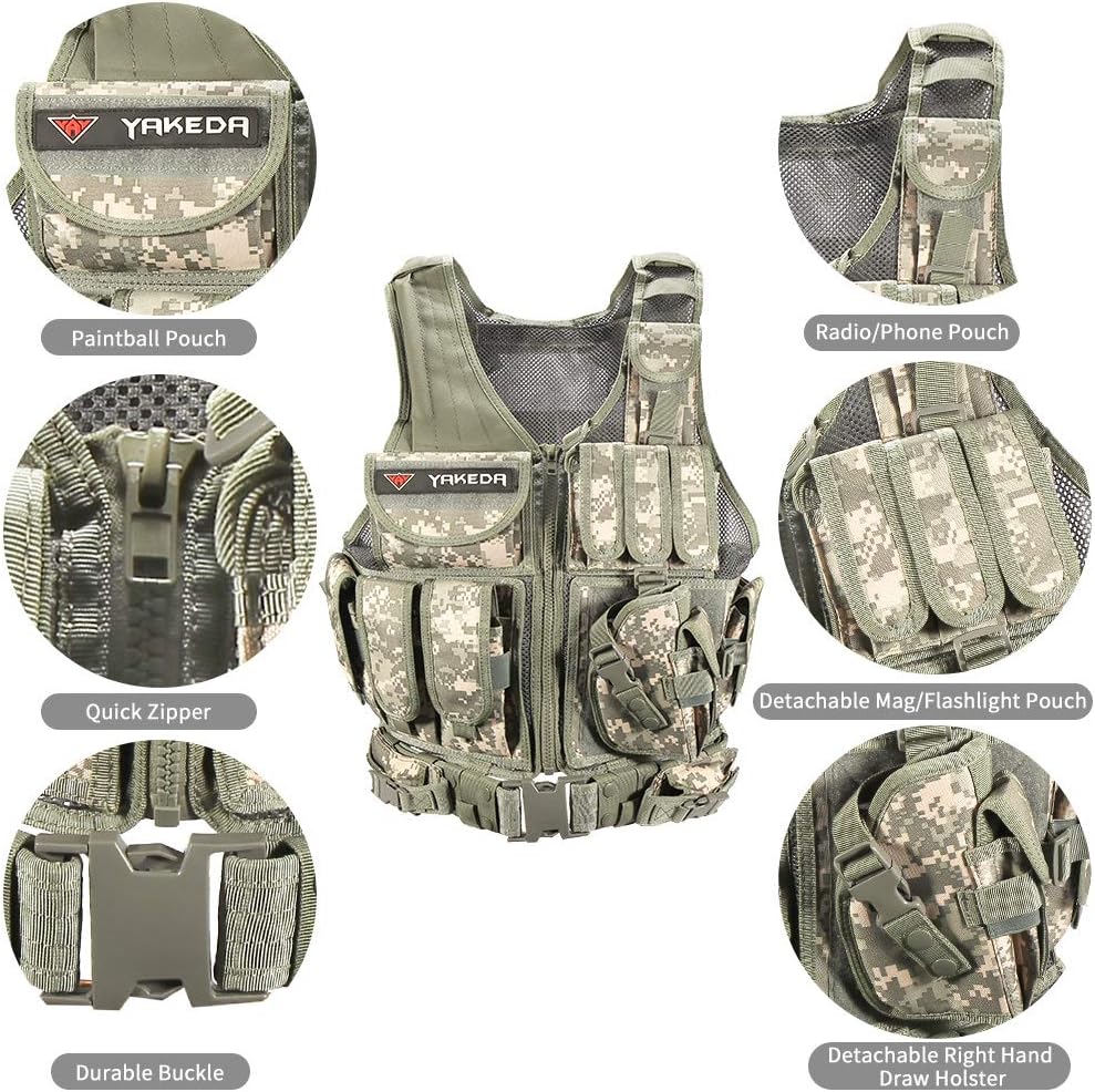 vAv YAKEDA Tactical Vest Outdoor Ultra-Light Breathable Training Airsoft Vest Adjustable for Adults