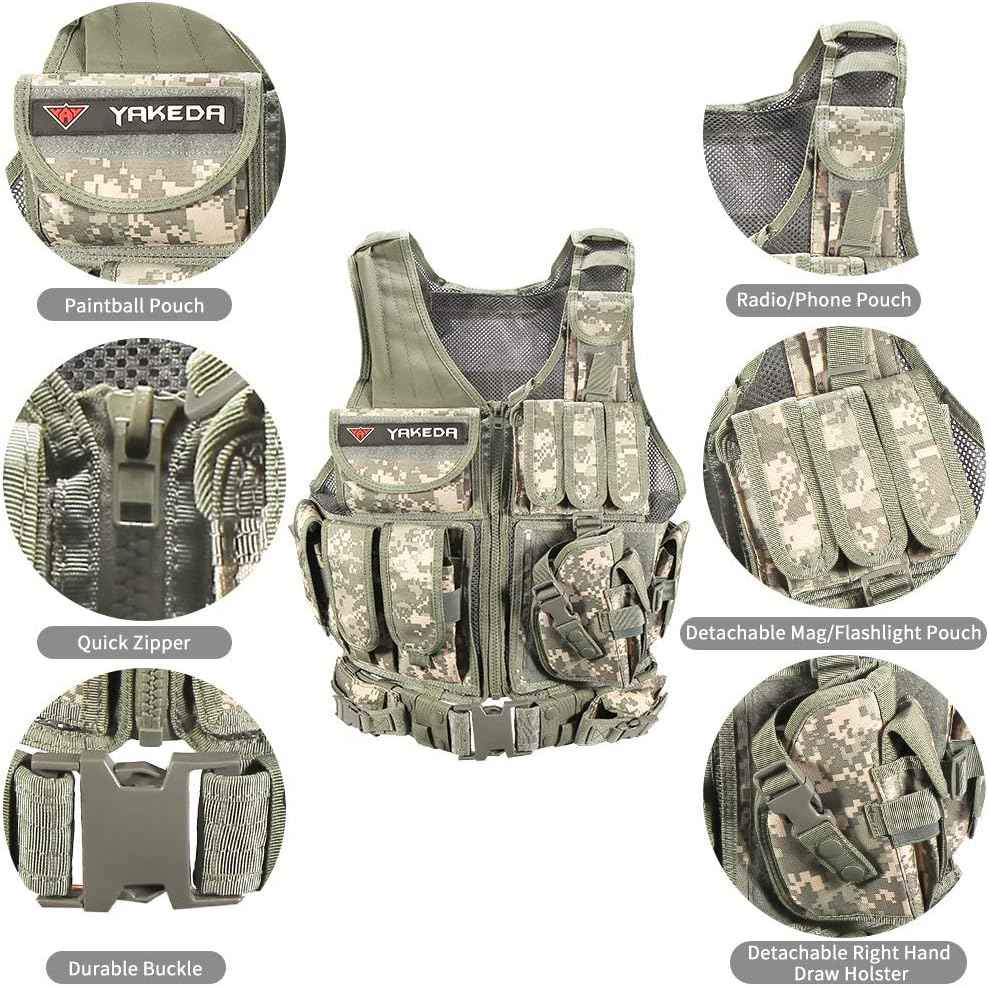 YAKEDA Tactical Vest for Adults - Ultra-Light, Breathable Airsoft Training Gear