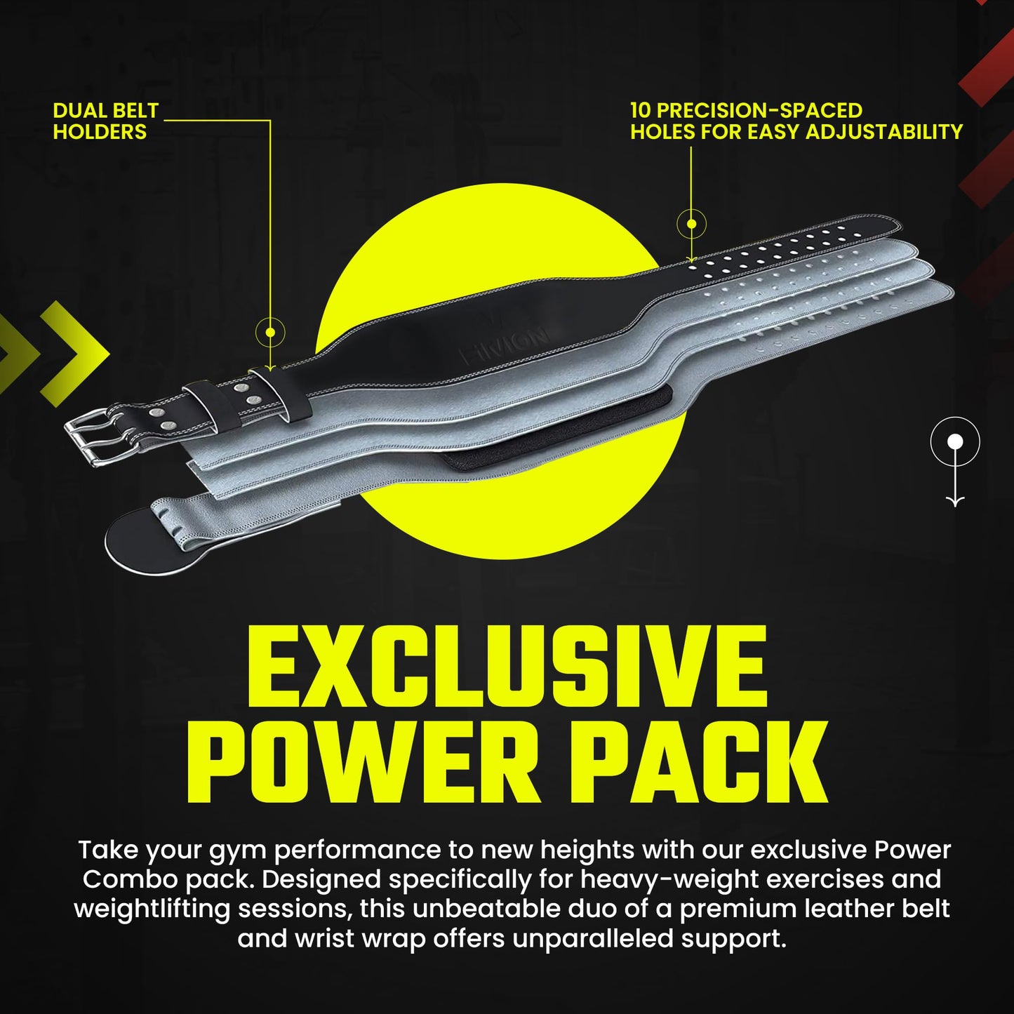 Genuine Leather Weight Lifting Belt With Free Wrist Wraps - 6 Inch Wide - PU Leather Gym Belt - Bodybuilding belts - Lumbar Back Support - Weight Lifting Belts for Men Father's Day & Women