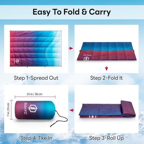 B2Jiu Down Camping Blanket Packable, Lightweight Puffy Blanket with Ground Sheet Waterproof Windproof Warm Outdoor Travel Quilt for Hammock, Hiking, Backpacking, Sleeping, Picnic, Beach