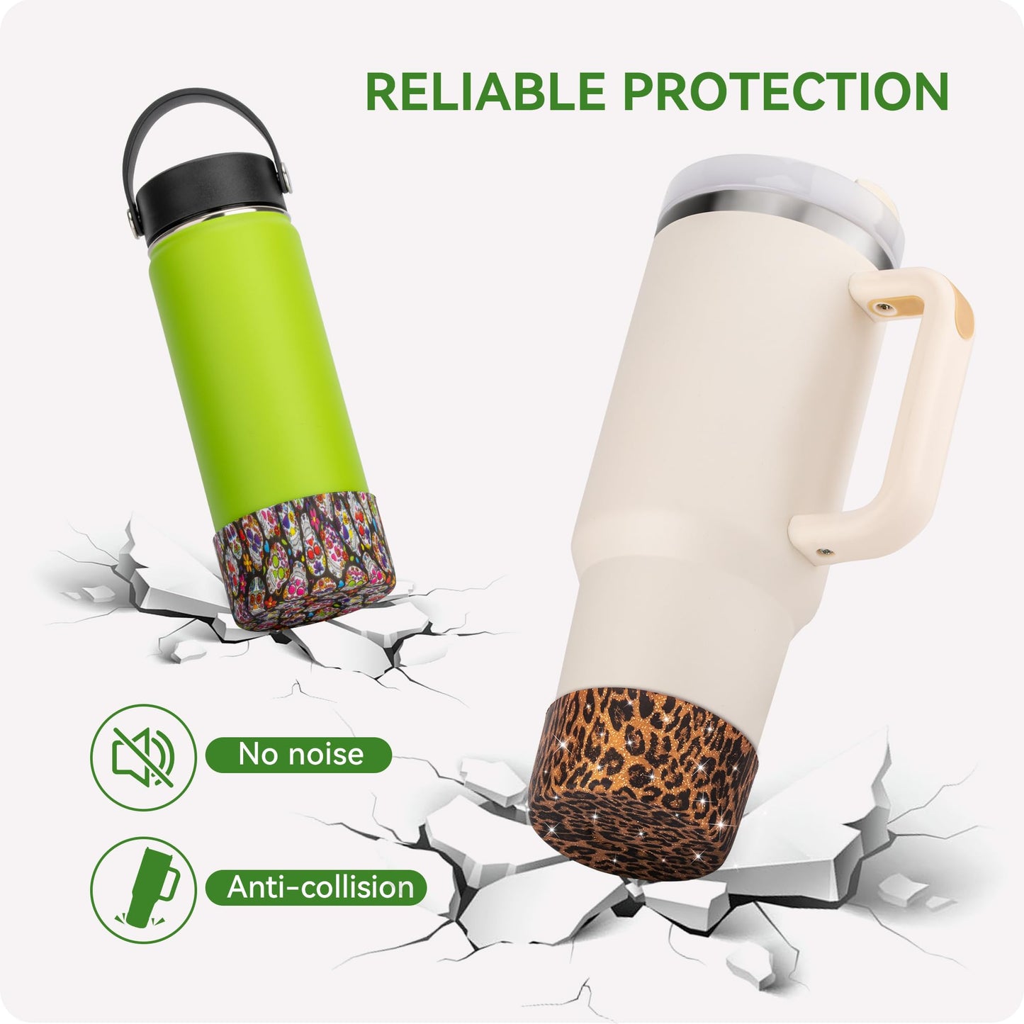 Silicone Boot for Stanley Quencher Tumbler 20/30/40 oz &IceFlow 20/30oz,Owala 24/40 oz Cup Cheetah Boot Sleeve 40oz Bottom Protector for Bottom Size 2.8-2.95" Cups & Bottles BPA-Free(Gold Leopard)