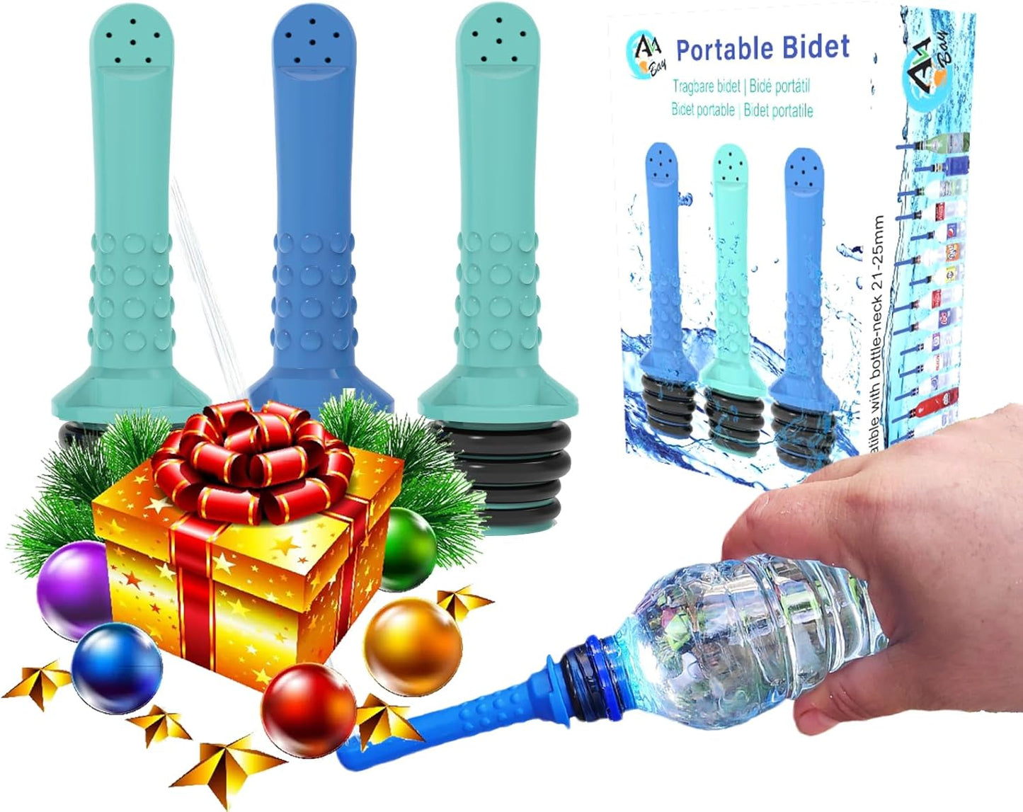 2pcs Portable Bidet I Easy-to-use Faucet Bidet I Compatible with Most Bottles I Peri Bottle for Postpartum Care I Hand Bidet for Toilet, Washing, Personal Hygiene and Travel