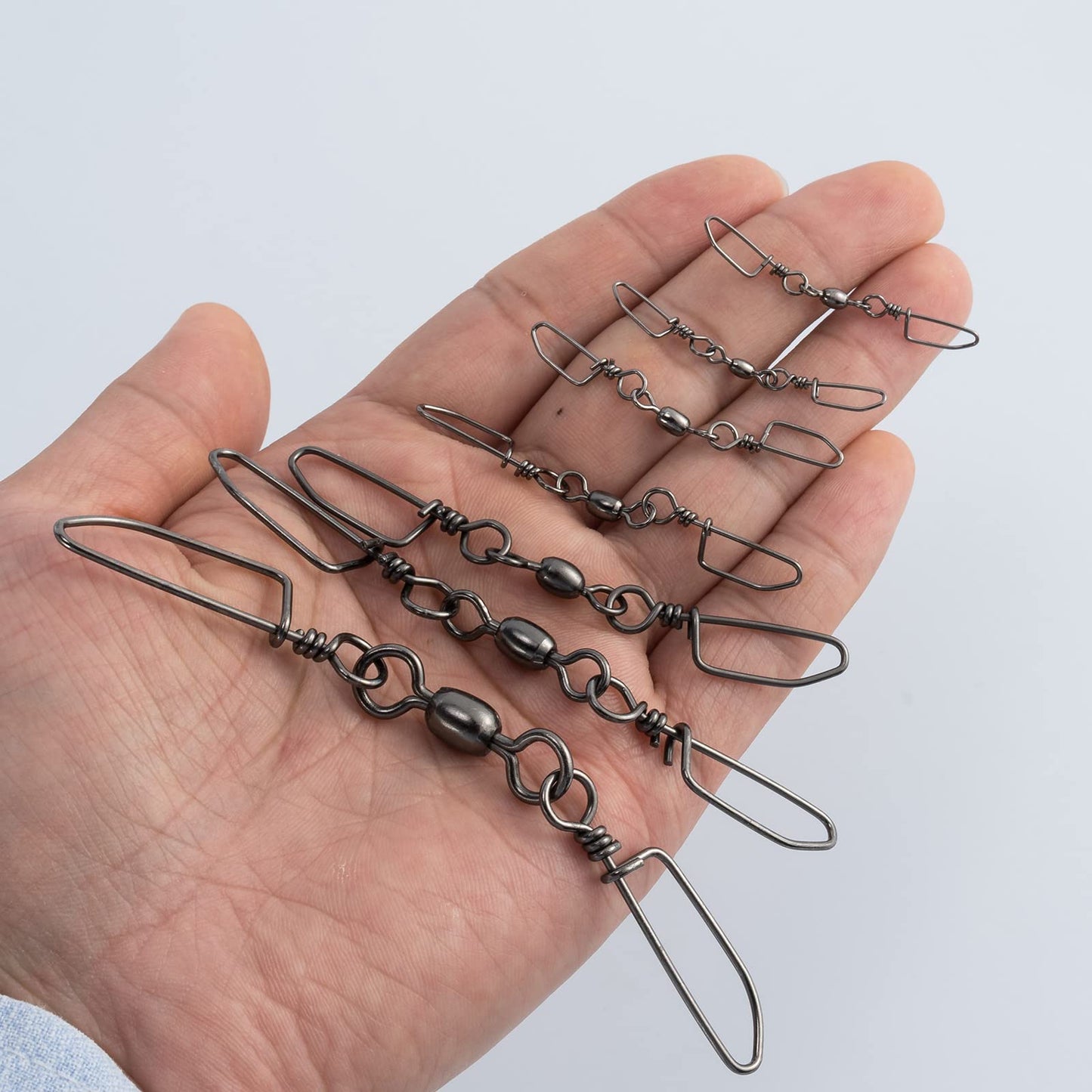 Alwonder 30PCS Double Snap Swivels, Trolling Planer Board Line Release Clips, High Strength Stainless Steel Coastlock Snaps with Black Nickel Coating, Saltwater Barrel Swivels Connector #6 * 1-52LB