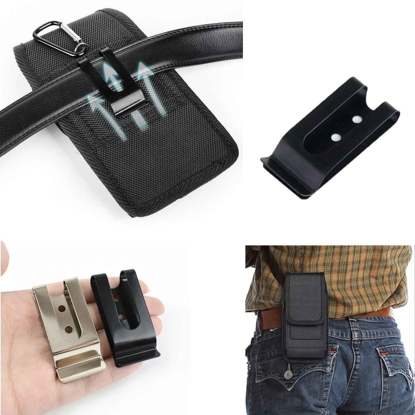 ArrErr 6 Pack Multitool Sheath Metal Belt Clip Replacement with Mount Screws Tool Pouch Buckle Spring Hook for Leatherman Multitool Belt Sheath EDC Belts Organizer Nylon Belts Clip Pouch Pocket