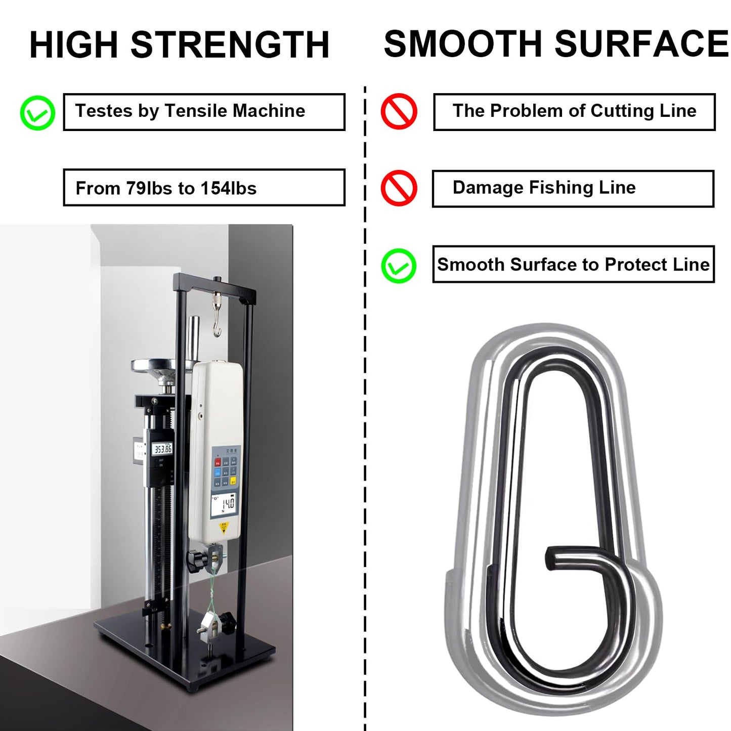 Atibin Stainless Steel Fishing Snap Freshwater High Strength Fishing Clips Saltwater Oval Split Fishing Snaps Swivels Black Nickel 50pcs 79lbs