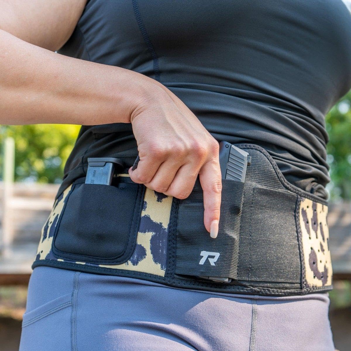 Rounded Belly Band Holster for Men Women - Gun Holster for Comfortable Carry Fits Glock, Smith Wesson, Taurus, Ruger, & More-Breathable Neoprene Waistband Holster for Most Pistols & Revolvers BLK, SM