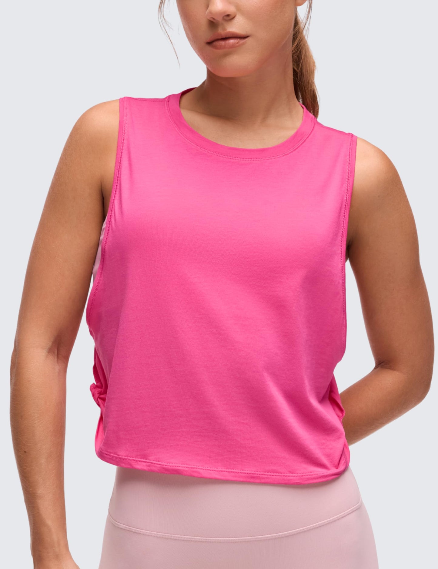 CRZ YOGA Pima Cotton Large Armhole Tank Tops for Women - Workout Sport Athletic Yoga Running Gym Loose Crop Sleeveless Shirts Sonic Pink XX-Small