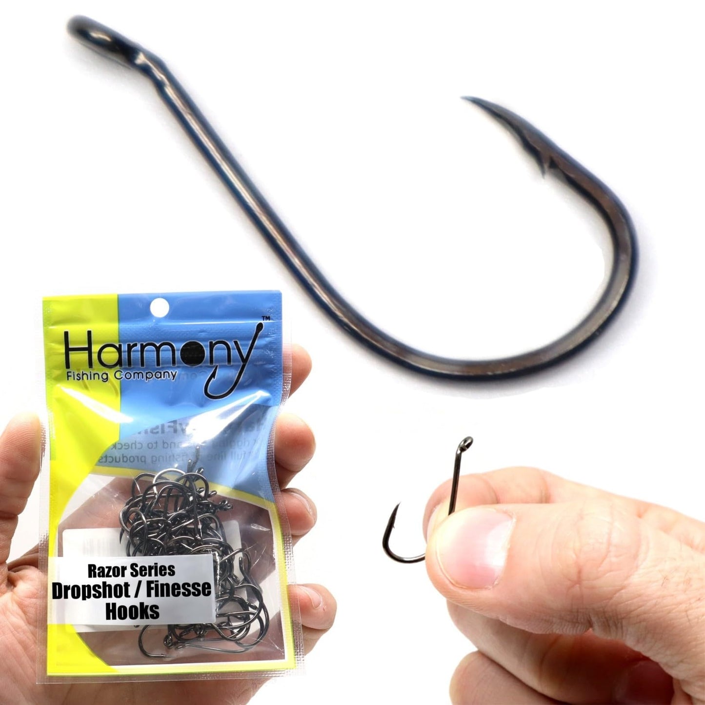 Harmony Fishing - Razor Series Finesse Dropshot Fishing Hooks (Size 1/0 (50 Pack))