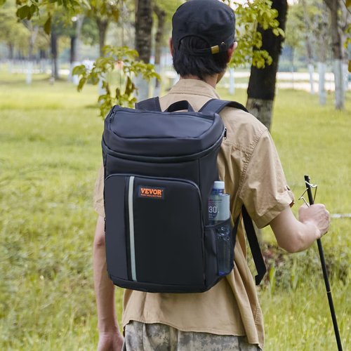 VEVOR Cooler Backpack, 20L Capacity, Waterproof and Leakproof, Adjustable Shoulder Straps, Lightweight, Black