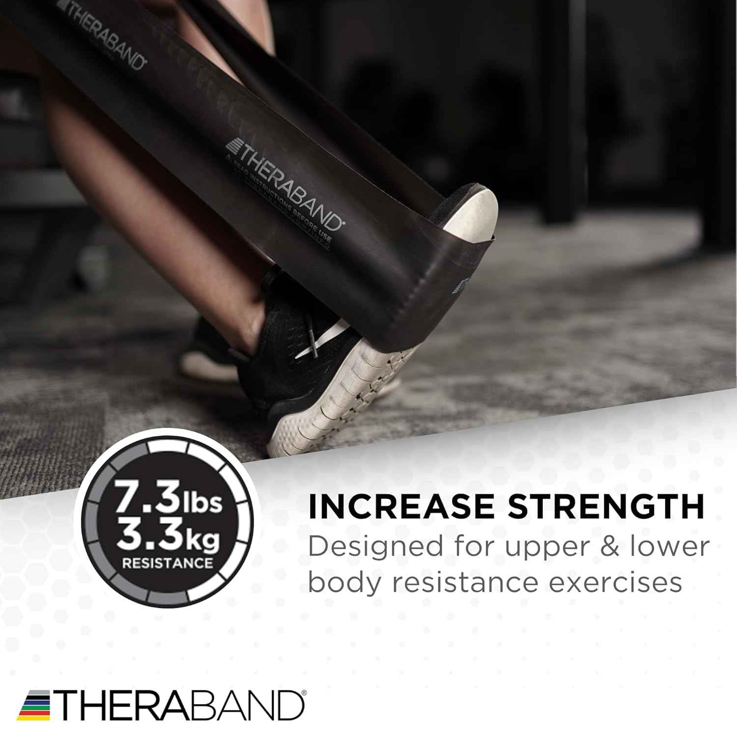 THERABAND Resistance Bands Set - Non-Latex Elastic Exercise Bands for Strength Training & Physical Therapy - Beginner Kit with Yellow, Red, Green