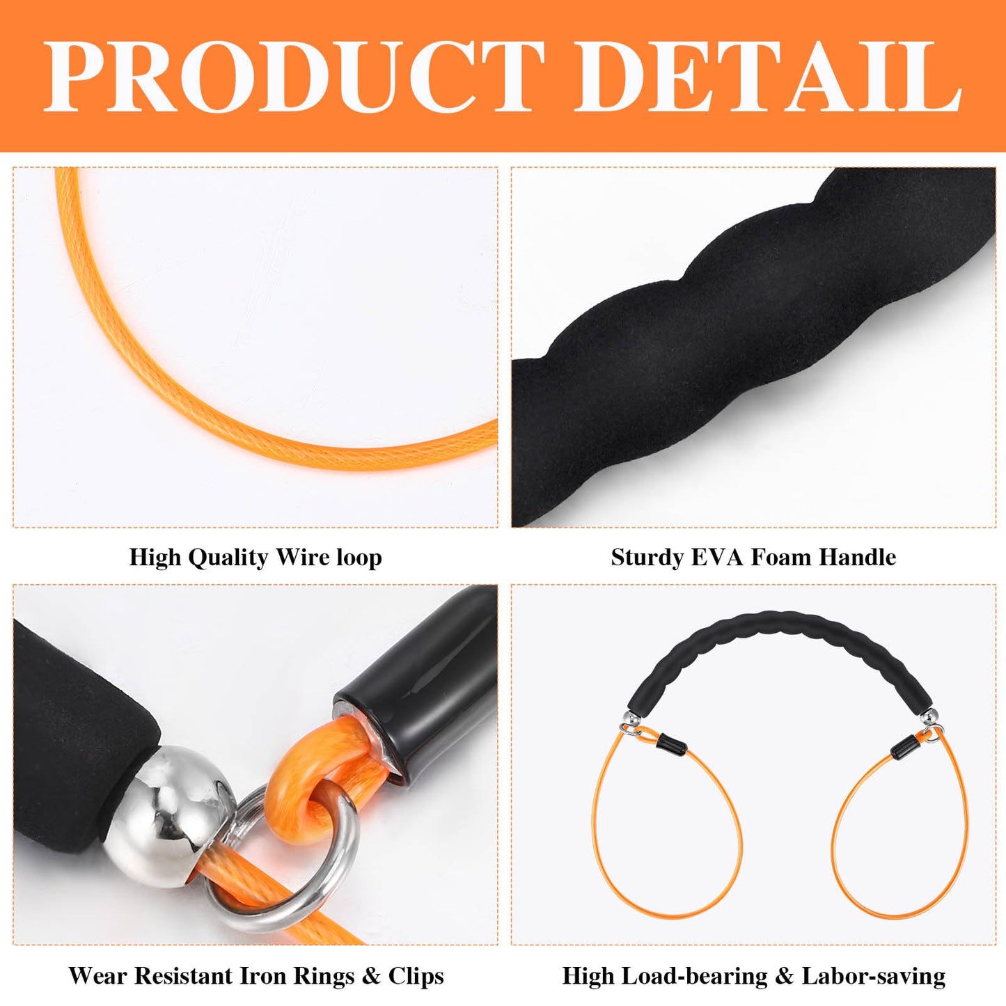 4 Pcs Deer Sled Deer Drag and Harness 43.3" Lightweight Portable Wirerope Cinch Hunting Accessories with Thick Foam Handle Hunting Gear Accessories Gifts Works with Bucks Does
