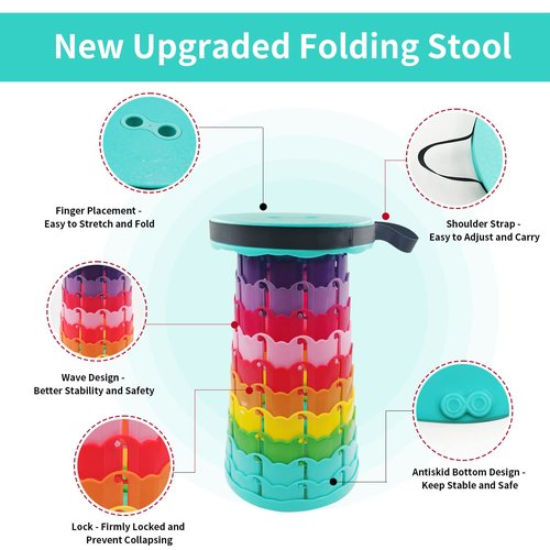 Telescopic Foldable Camping Stool, Sturdy Collapsible Outdoor Stool, Ultralight Retractable Seat for Camping