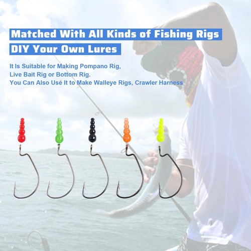 MAFIMOEA 150pcs Stacked Fishing Beads Plastic Fishing Bead Lure Tackle Tapered Bead Fishing for Trout Walleye Perch Spinner Rig Lure Making Supplies Saltwater Freshwater