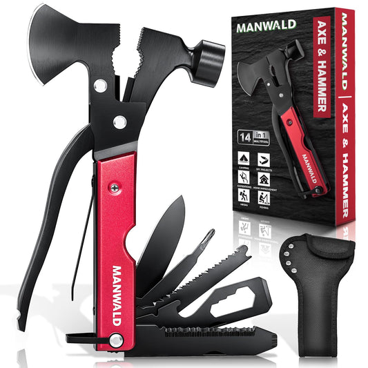 15 in 1 Multitool Axe Hatchet, Fathers Day Dad Gifts from Daughter Wife Son, Camping Accessories Survival Gear, Multi Tool for Camping Hiking Survival, Cool Gadgets Gifts for Men,Husband, Boyfriends