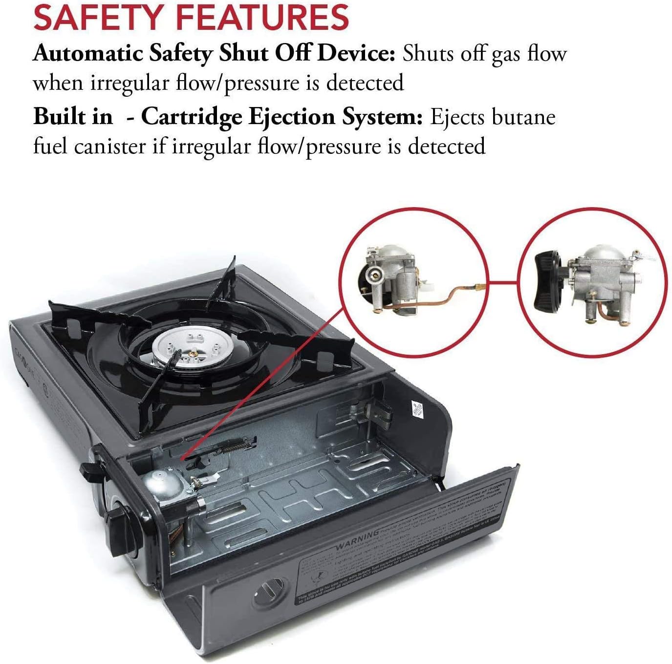 GasOne GS-1000 7,650 BTU Portable Butane Gas Stove Automatic Ignition with Carrying Case, CSA Listed