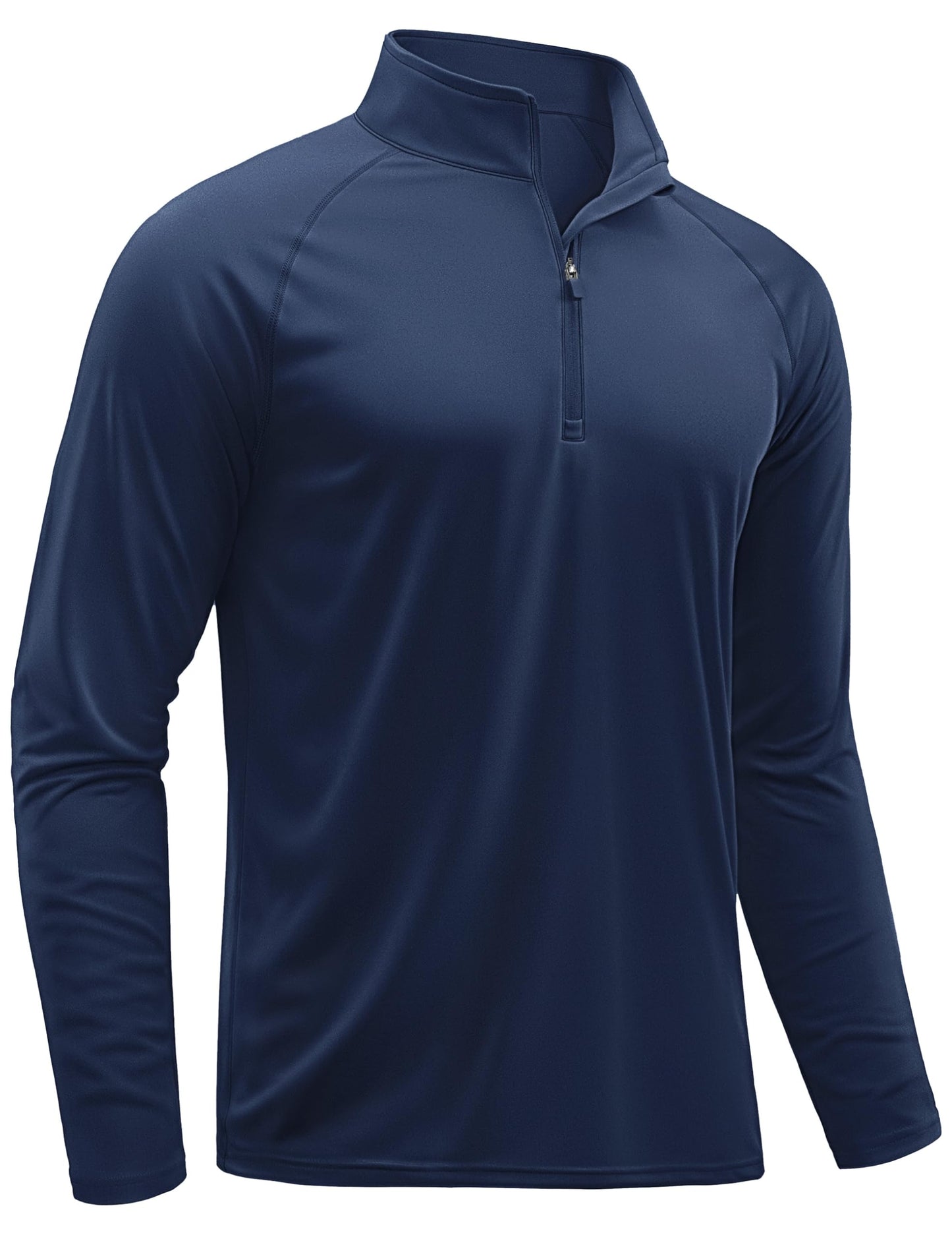 TACVASEN Men's Long Sleeve Running Shirts for Men SPF Athletic 1/4 Zip Up Rash Guard for Summer Golf Sun Shirts Navy S