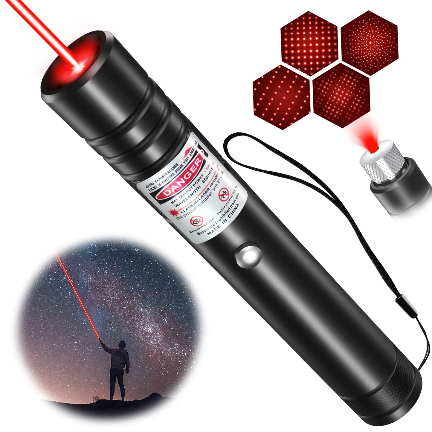 MIPREZT [Professional] Rechargeable Red Line Flashlight Long Distance Range for TV/LED/LCD Screens Tactical Flashlights Presentation Office/Outdoors/Astronomic/Construction [001]
