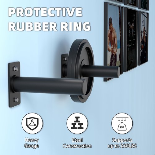 Wall Mounted Weight Plate Holder, Weight Rack Storage for 2" Olympic Weight Plate, Max Weight Capacity 330 lb, Best with Black Powder Coated for Garage Home Gym Strength Training (2 pcs)