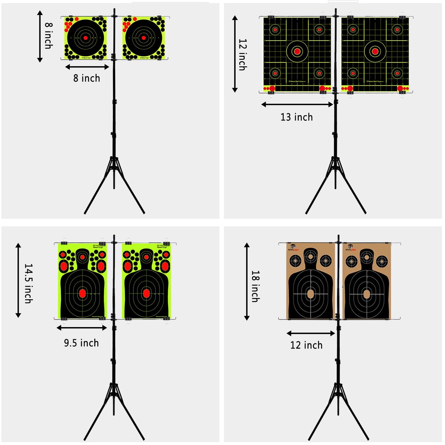 Atflbox Adjustable Paper Target Holder with 10pcs Target Papers for Outdoor, Paper Targets Stand for BB Gun, Airsoft, Airgun Backyard Shooting Practice