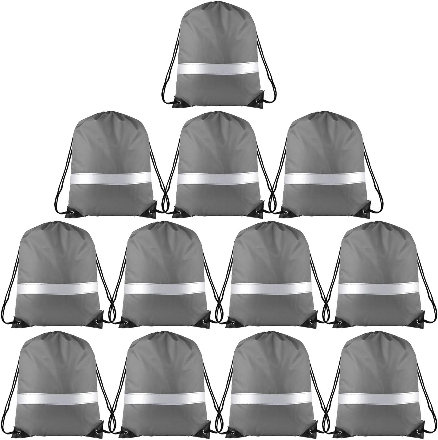 KUUQA 15 Pack Drawstring Backpack Bag Bulk Reflective Backpack String Bags Cinch Sack Backpack for Team Yoga Sport Gym Traveling