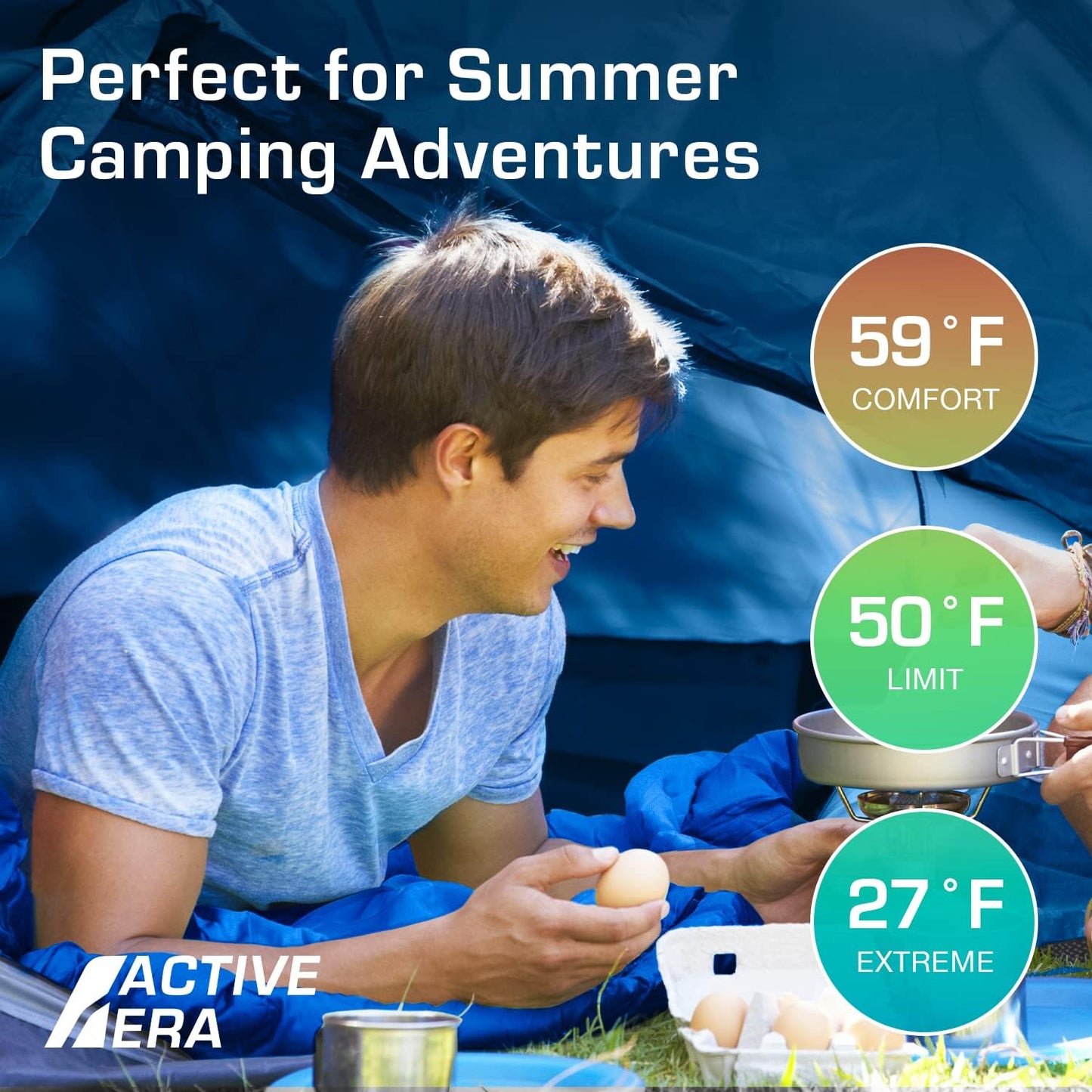 Active Era Ultra Lightweight Sleeping Bag Indoor & Outdoor - Compact, Ultralight Sleeping Bag for Warm Weather - Camping Sleeping Bags for Warm Weather, Sleepovers, Fishing, Outdoor Camping and Hiking