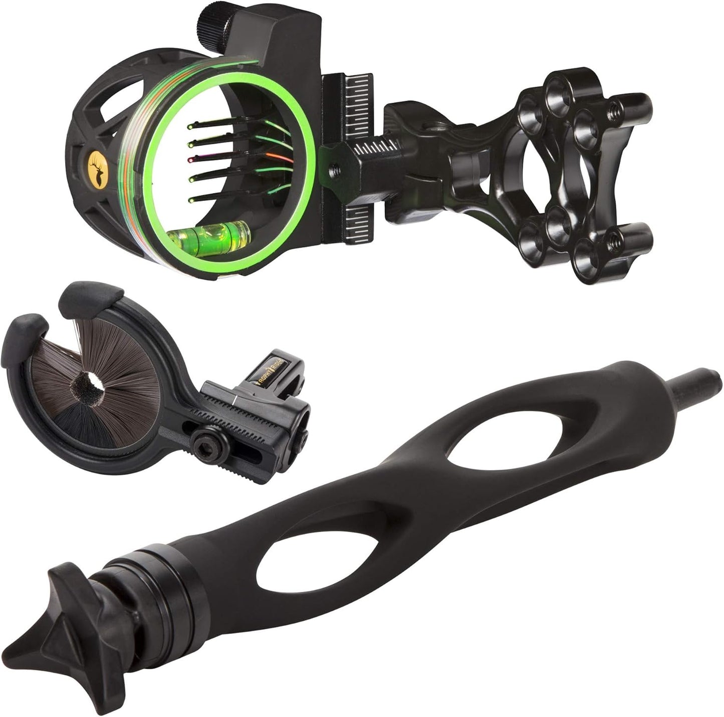 Trophy Ridge Master Hunter Kit with Volt 5-Pin Sight, 6" Static Stabilizer, and Kill Shot Whisker Biscuit, Black