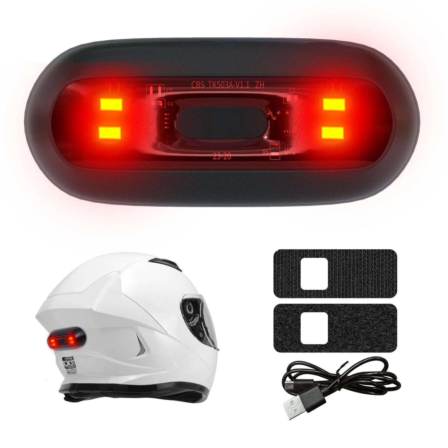 JAGASOL Bike Helmet LED Tail Light, Motorcycle Helmet LED Tail Light, Night Riding Safety Warning Light, Rechargeable Battery & IPX6 Waterproof, 4 LED Lights