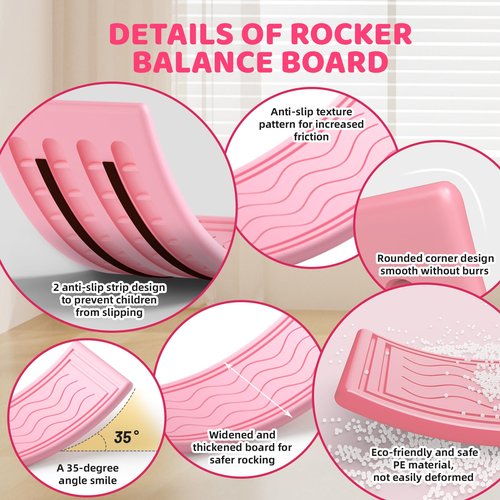 Wobble Balance Board for Kids Toddler,31 Inch Rocker Board Large Balance Trainer for Teens Adults Up to 165 LBS, Montessori Open Ended Learning Toy, Exercise and Yoga Curvy Board for Office Classroom