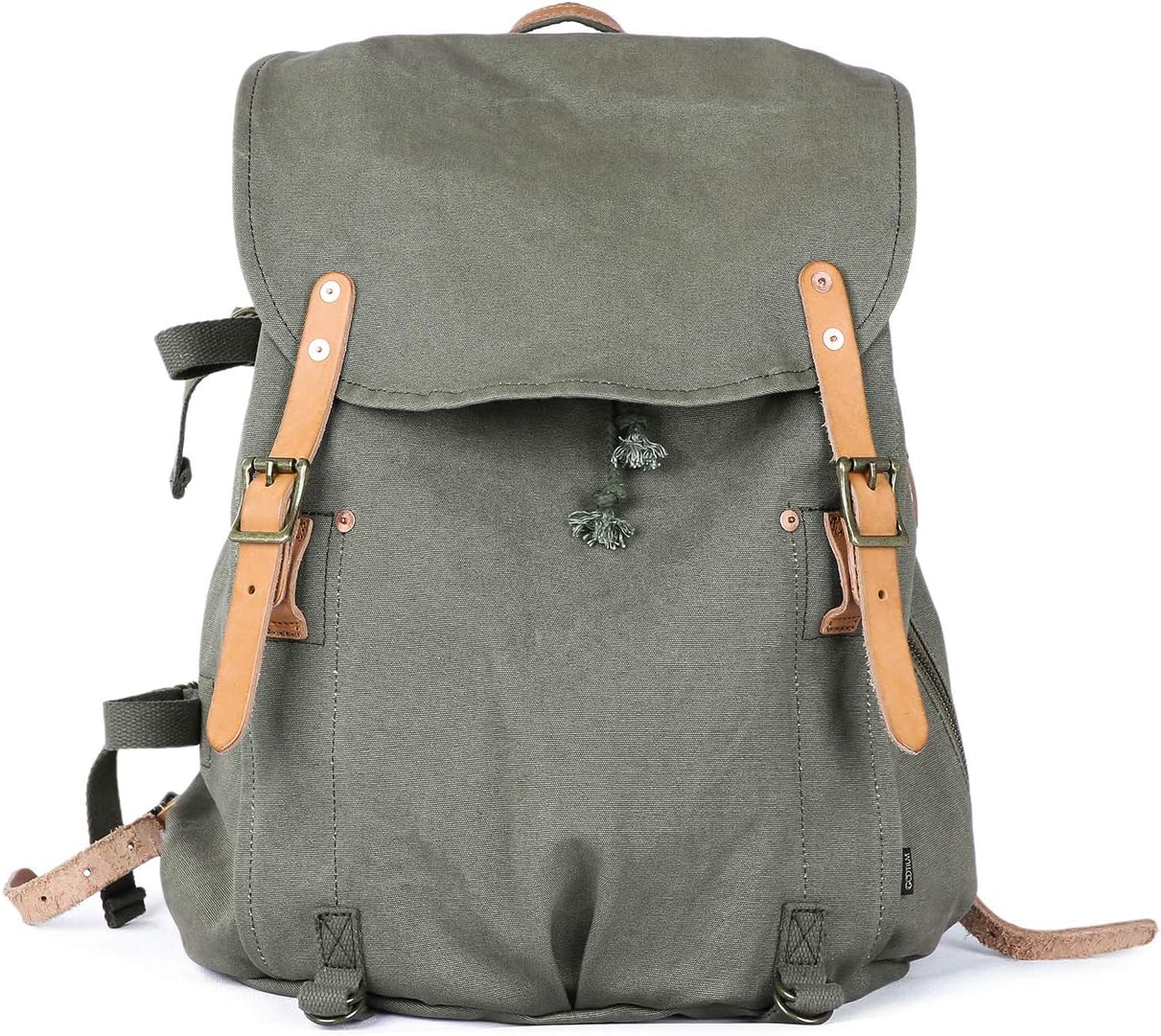 Gootium Canvas Backpack - Vintage Military Rucksack Travel Dayack, Green