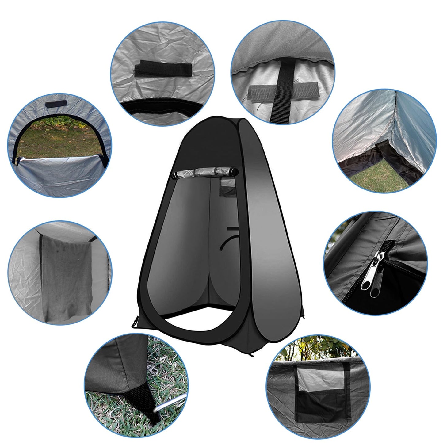 Petgin Pop Up Tent Upgrade Privacy Shower Tent Portable Outdoor Sun Shelter for Toilet Camping Biking Beach-Black