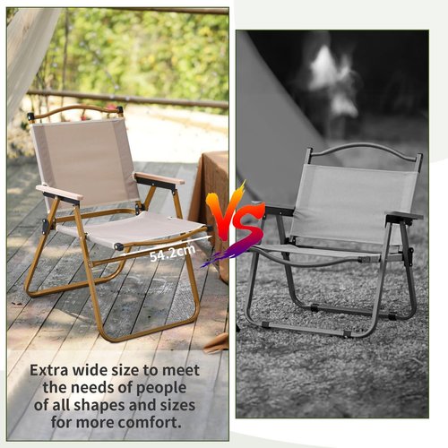 BOOSDEN Camp Chair, Portable Outdoor Wide Folding Camping Chairs, Ultralight Beach Chair with Wooden Handle for Picnic Lawn Leisure Park Travel Hiking Fishing,2Pack