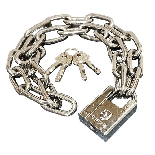 ZHEHUA 6mm Stainless Steel Chain & Lock Set for Bike, Motorcycle, Scooter, Gate, Grill - 40mm Shrouded Padlock with 4 Keys, 80cm Heavy-Duty Anti-Theft Security Chain (Silver)