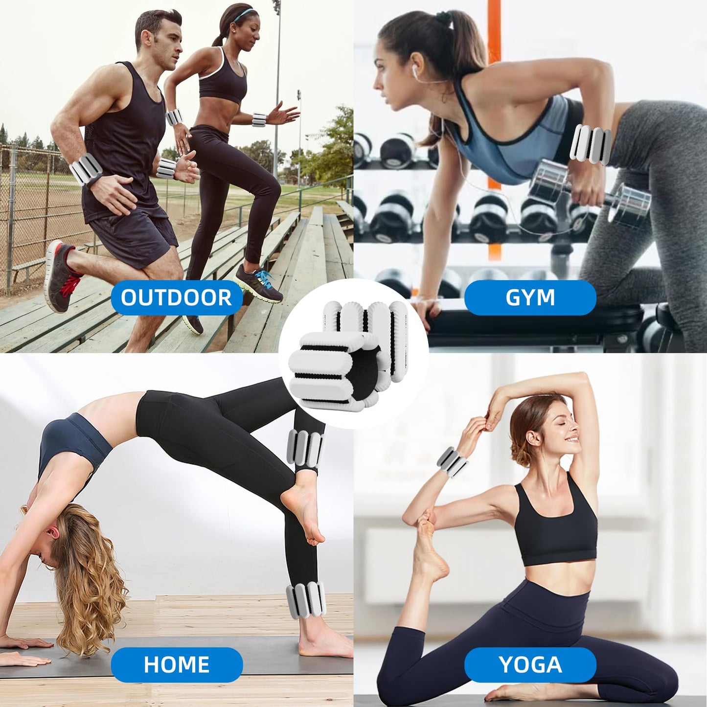 Ankle Weights for Women and Men, Adjustable Wrist Weighted Training Bracelet for Home Gym Workout, Strength Training Walkin Running, Foot weights for exercise, （1 LB each, Grey）2pc on Set