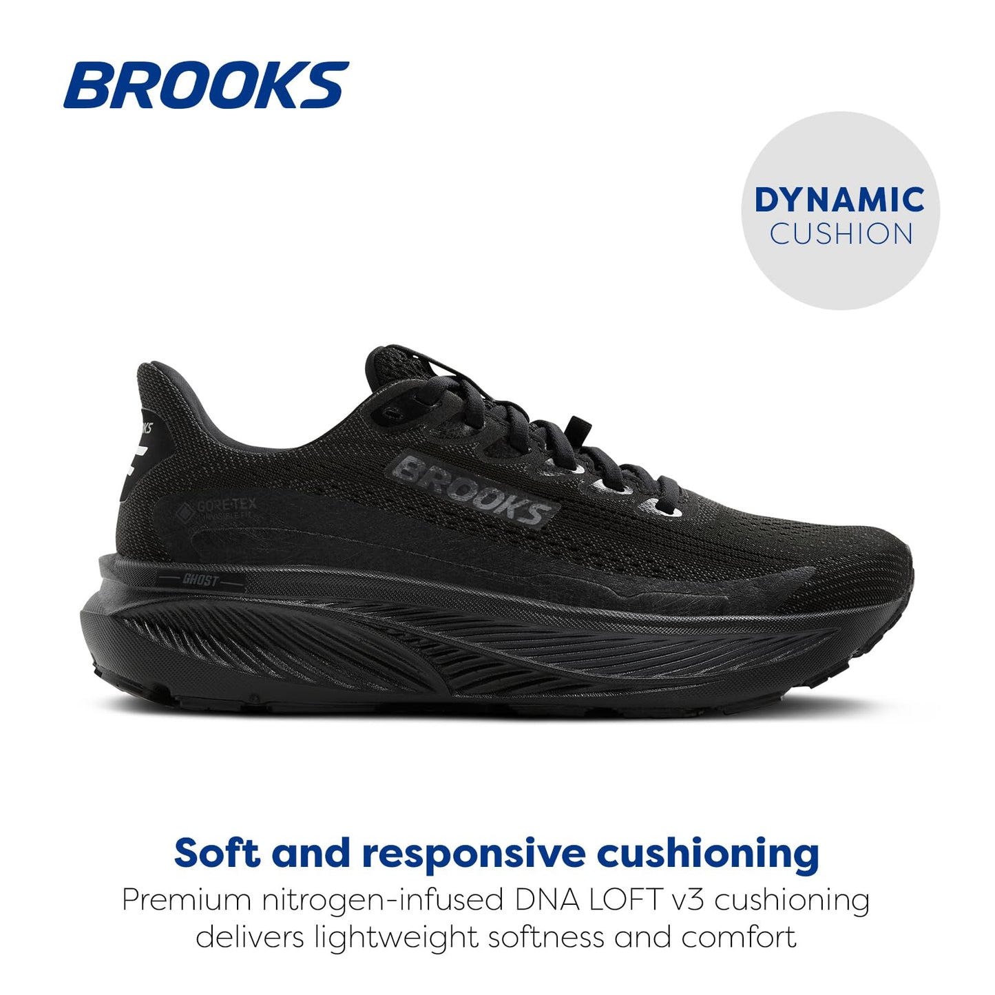 Brooks Men’s Ghost 17 GTX Waterproof Supportive Running & Walking Shoe - Black/Black/Ebony - 13 Medium
