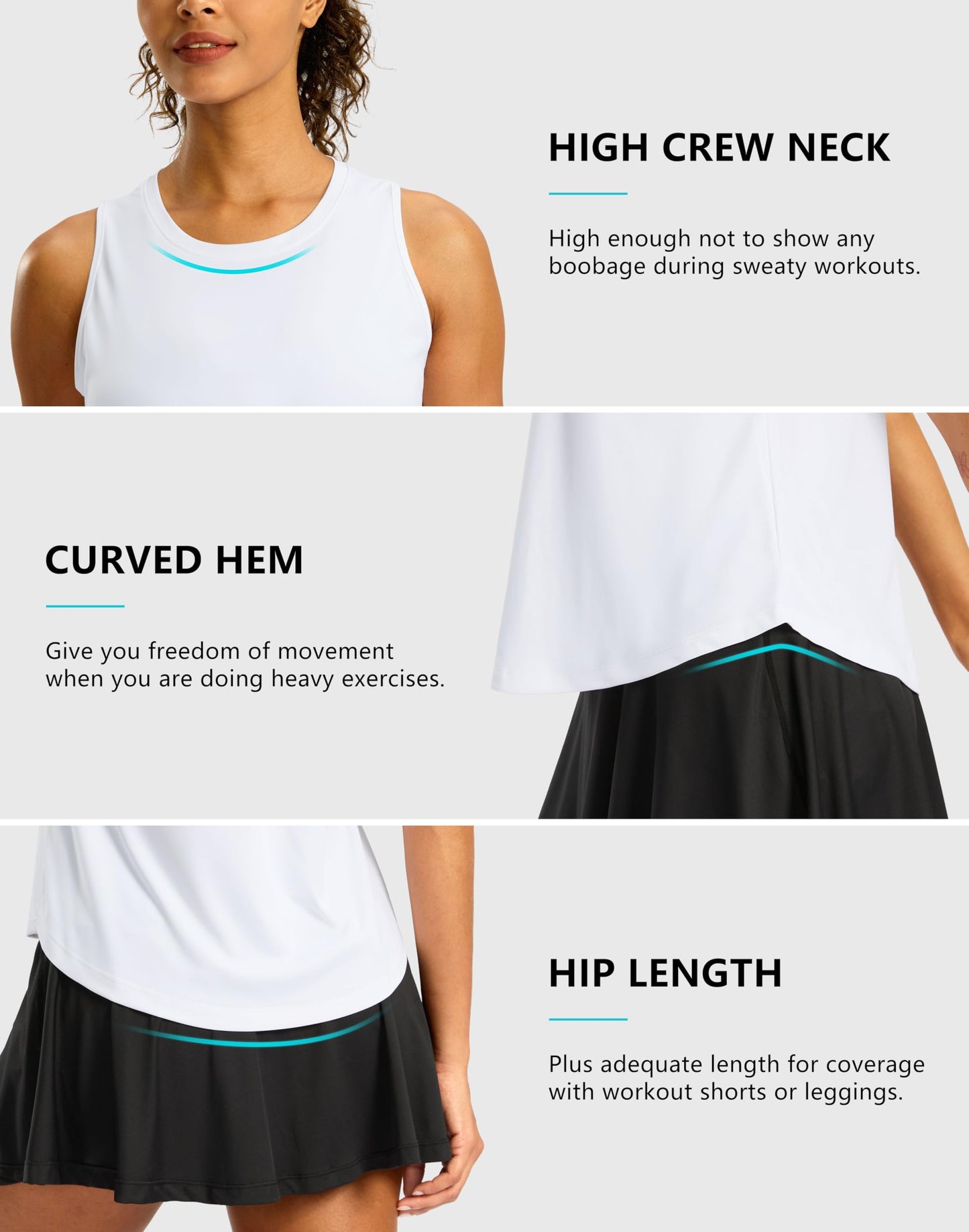 G Gradual Workout Tank Top for Women Sleeveless Athletic Yoga Tops High Neck Quick Dry Running Tennis Sports Shirts for Women(White,M)