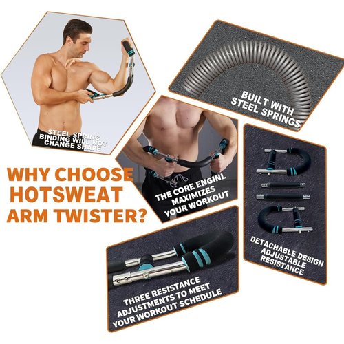 HOTSWEAT Twister Arm Exerciser Chest Workout,Portable Power Twister Bar,Muscular Strength Enhancer,Thigh Master Trainer Men,at Home Fitness Equipment